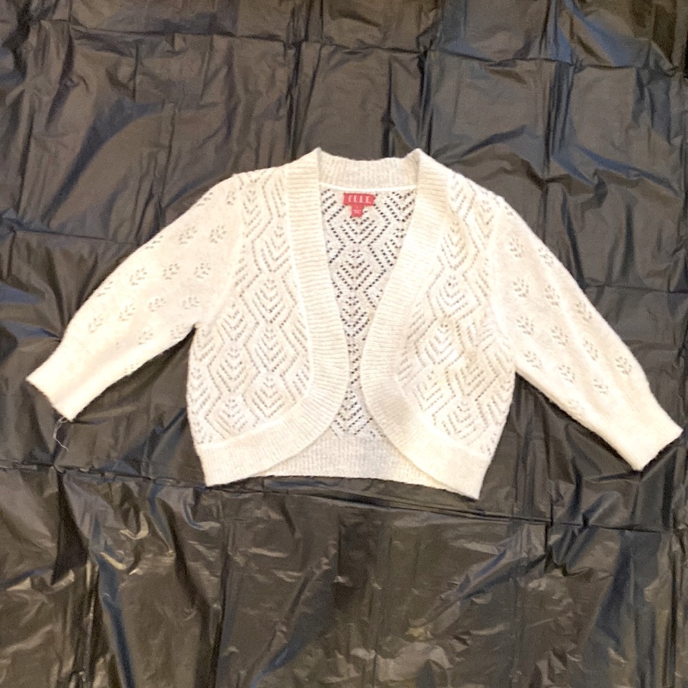 Wool blend, open front sweater, Cream color, Size L